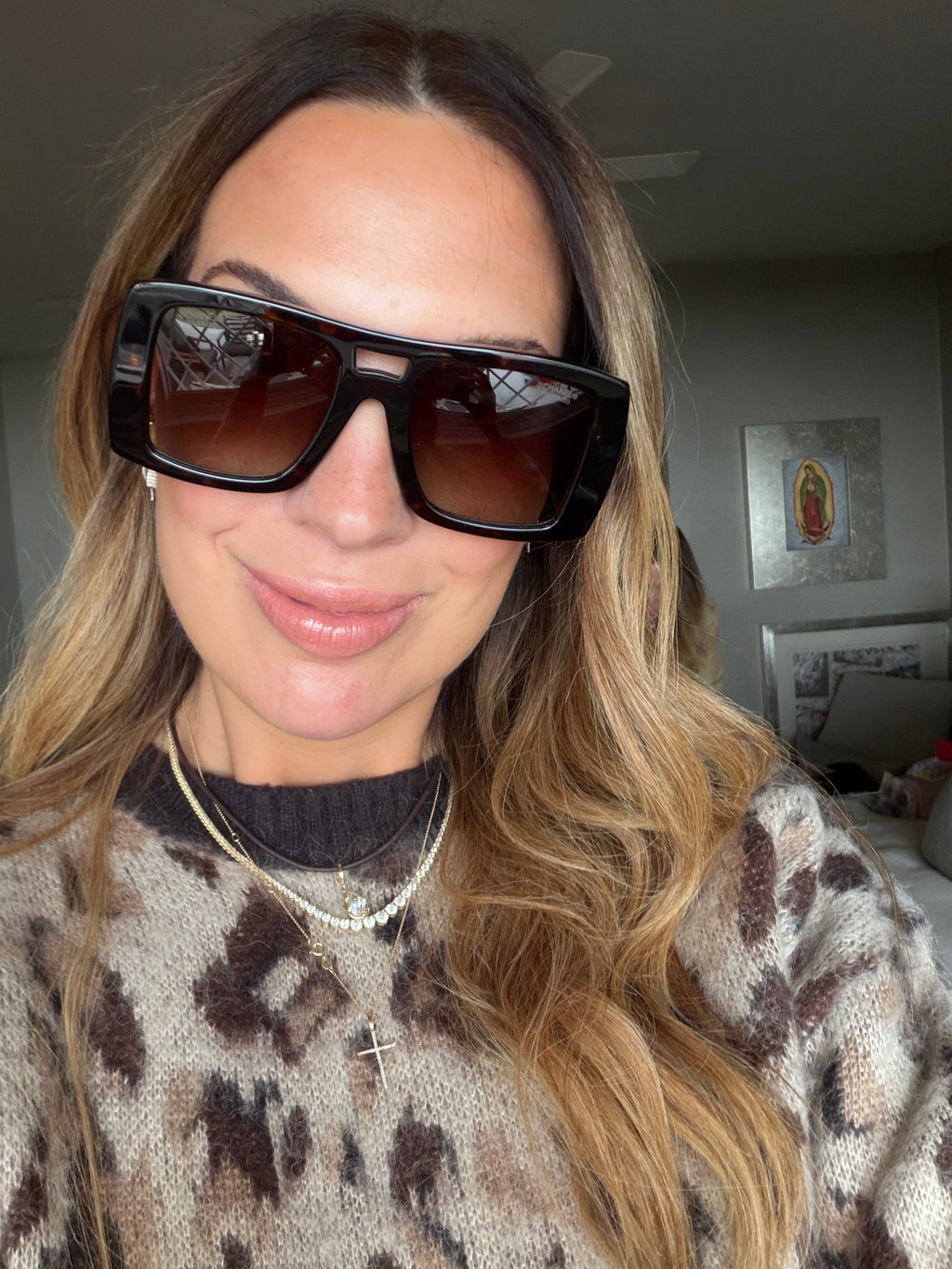 Chanel lentes rectangulares café oversized