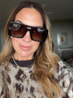 Chanel lentes rectangulares café oversized