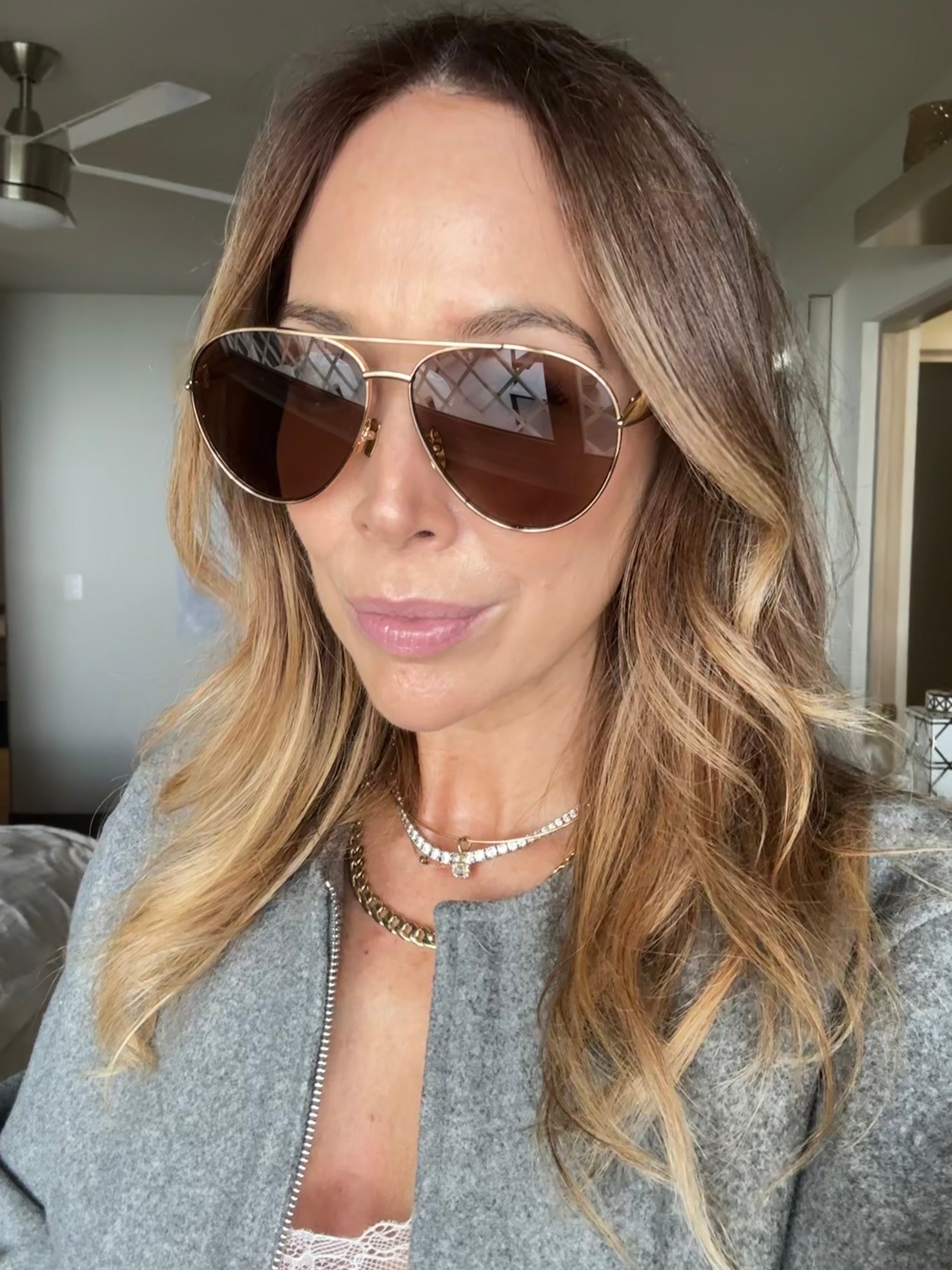 Bottega Lentes Aviator Sardine Café