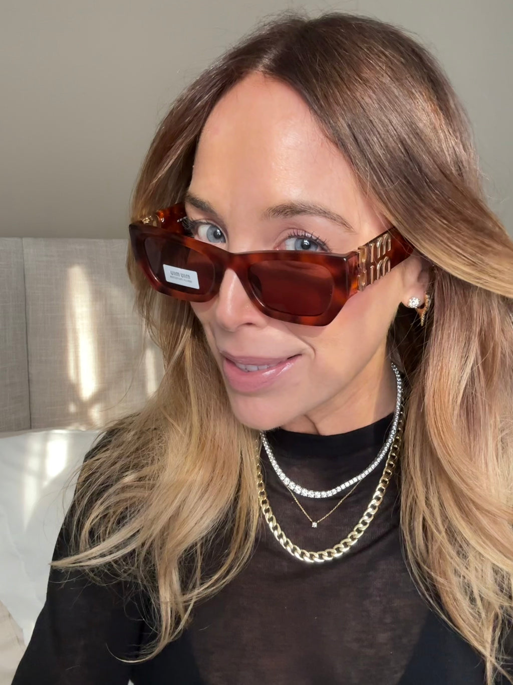 Miu Miu Rectangular Slim Havana Red