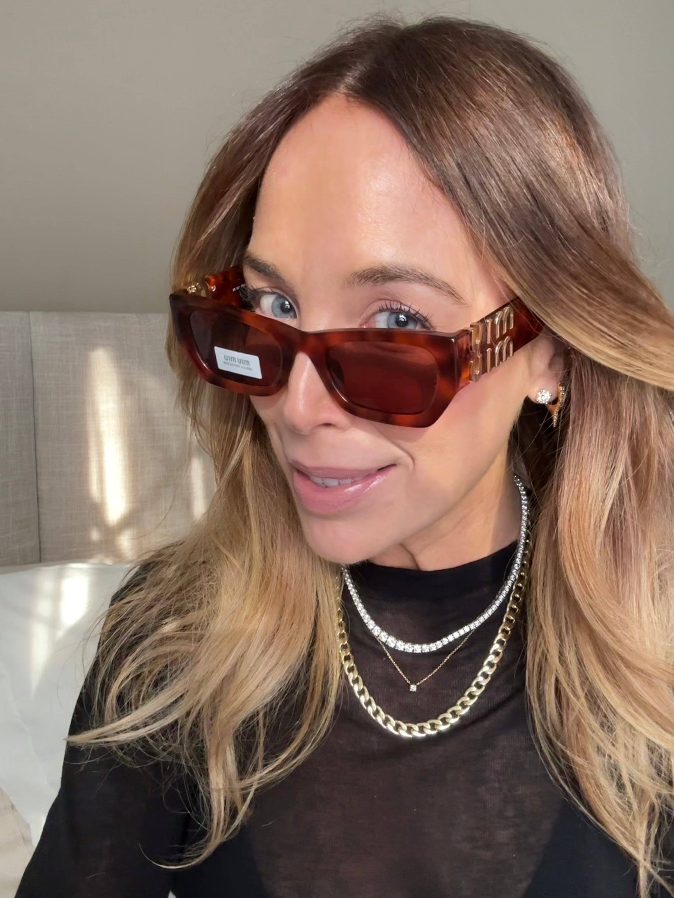 Miu Miu Rectangular Slim Havana Red